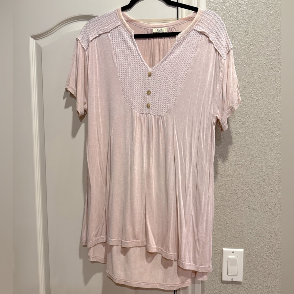 Kori America blush pink mineral washed oversized top